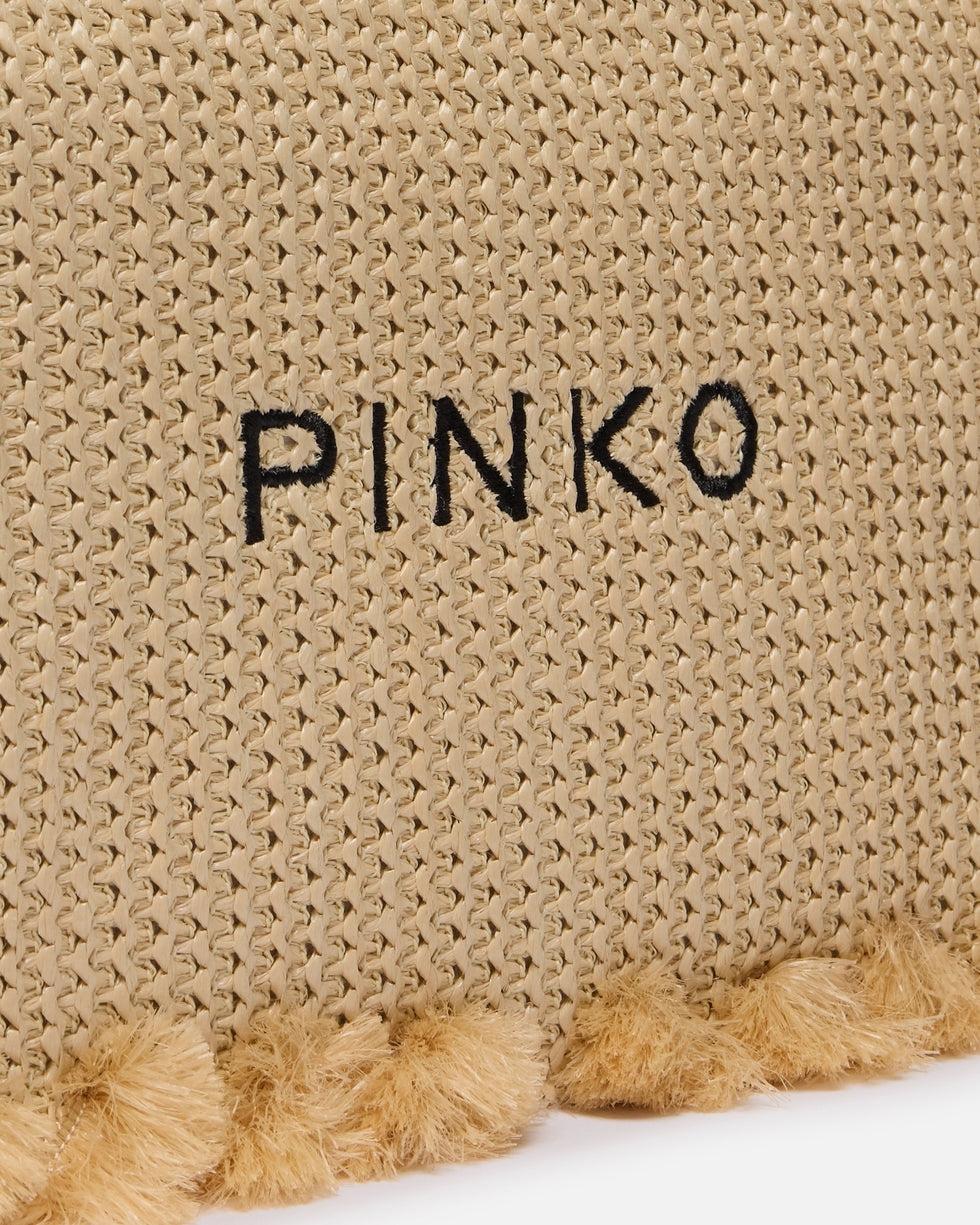 Bustina piccola in rafia con logo e nappine<BR/> 106718A39Y HZ3Q PINKO