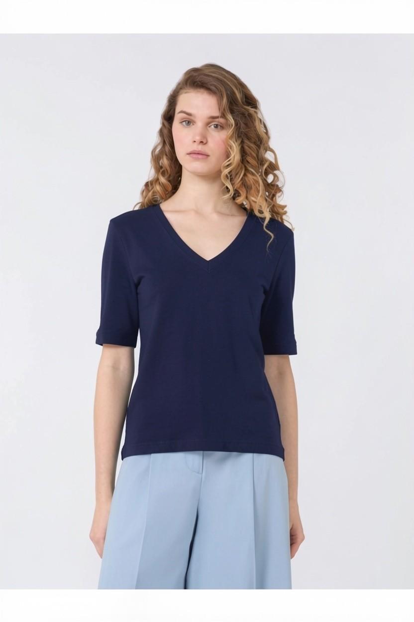 T-shirt a V in jersey di lino stretch WKDOPZIONE 003 WEEKEND