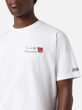 T-shirt Portofino bianca con ricamo Tu Vuò Fà L'americano<BR/> POT0001 04410L MC2 SAINT BARTH