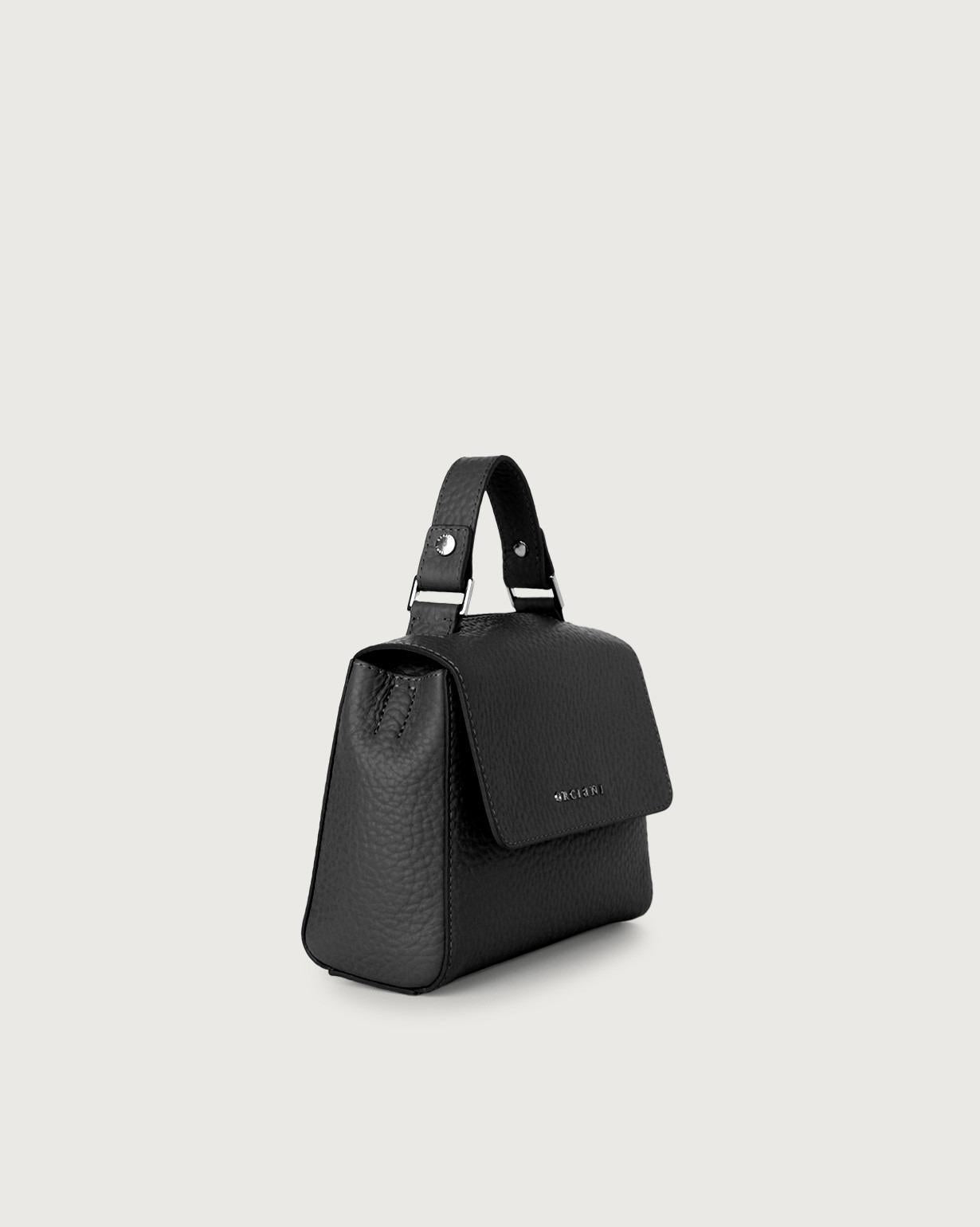 Borsa Sveva Soft Mini a mano in pelle con tracolla<BR/> B02019SOF NERO ORCIANI