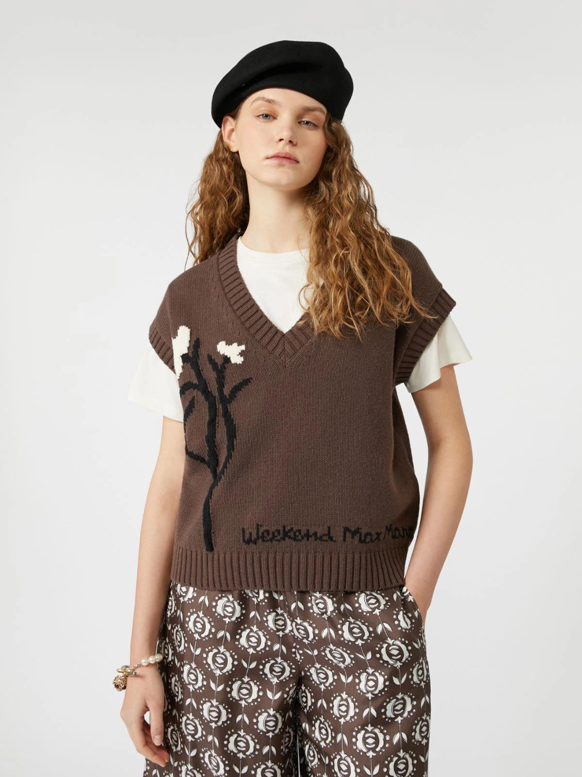 Gilet intarsiato in misto cotone CRUSCA 001 WEEKEND
