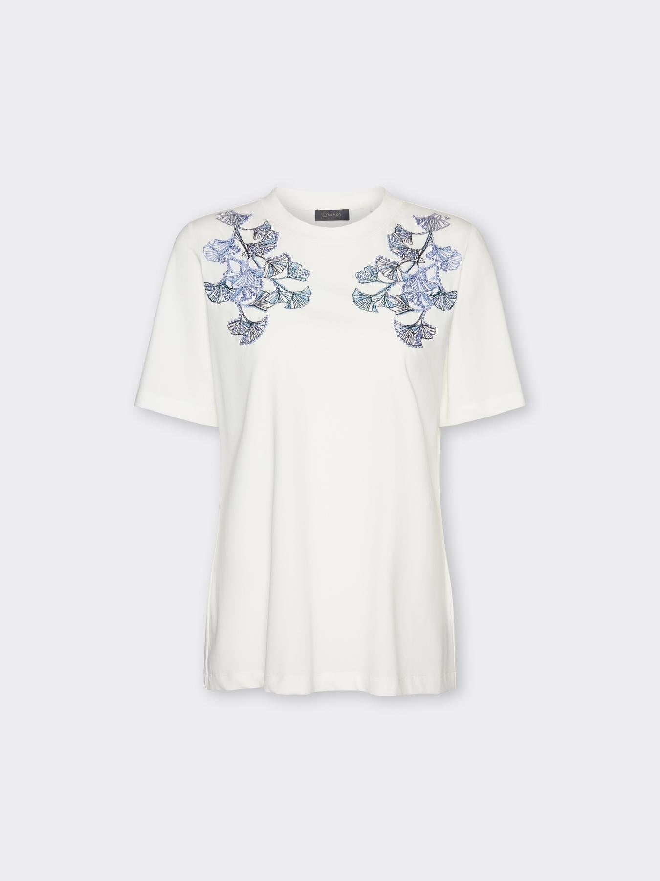 T-shirt con ricamo floreale<BR/> G341Z100563N 34 ELENA MIRO