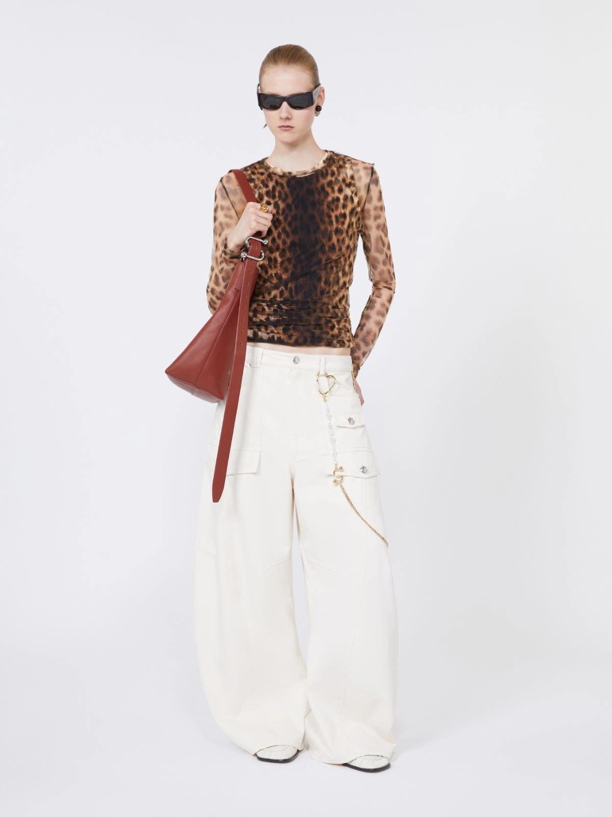 Top bi-materiale animalier - Marrone beige<BR/> SPXZEBU 001 SPORTMAX