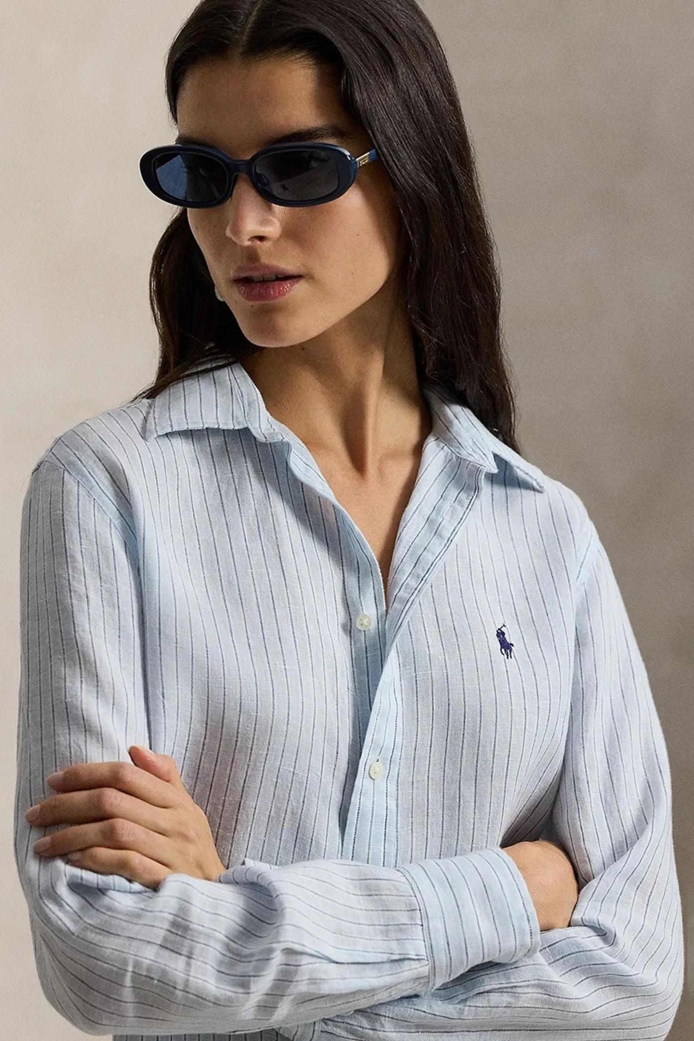 Camicia donna in lino a righe 211A96158 003 RALPH LAUREN