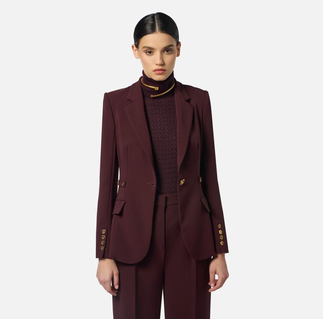 Giacca in crêpe leggero con dettagli gioiello GI17556E2 EA4 ELISABETTA FRANCHI