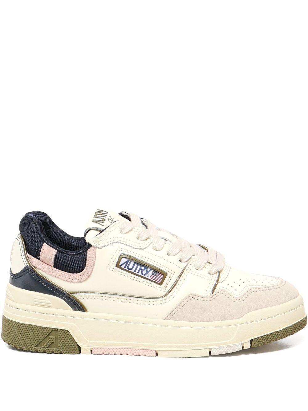 SNEAKERS CLC LOW IN PELLE E SUEDE COLORE BIANCO BLU E ROSA ROLW MC07 AUTRY ACTION SHOES