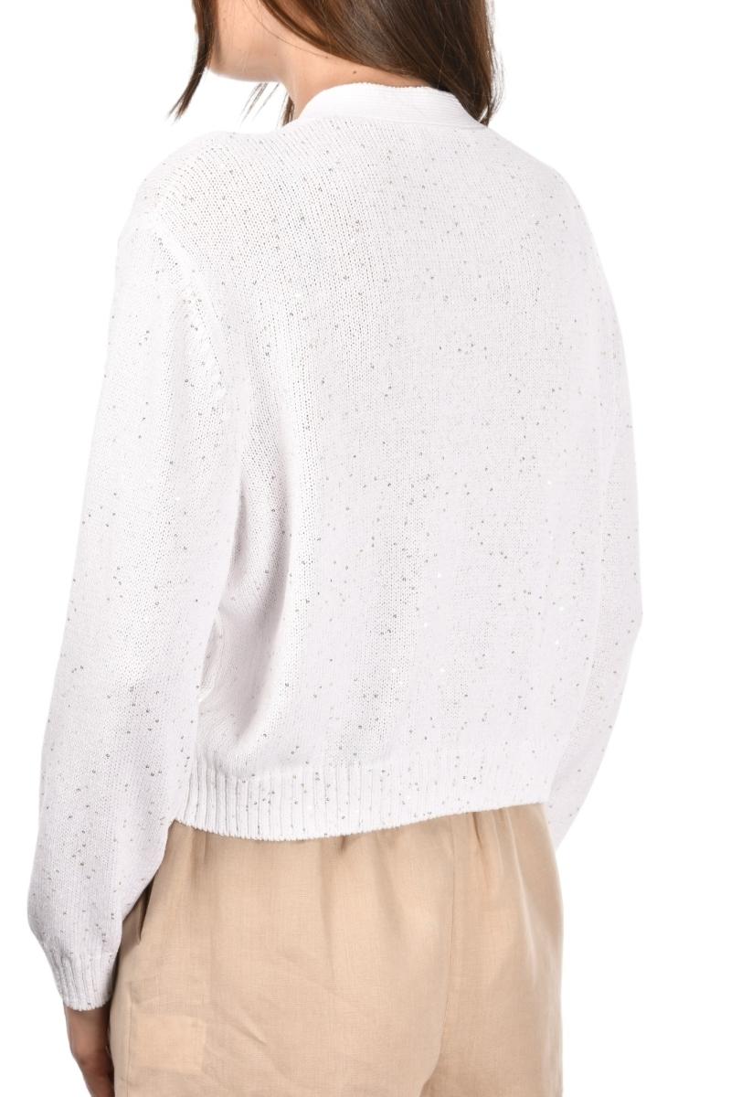 CARDIGAN RASATO CON MICRO PAILLETTES