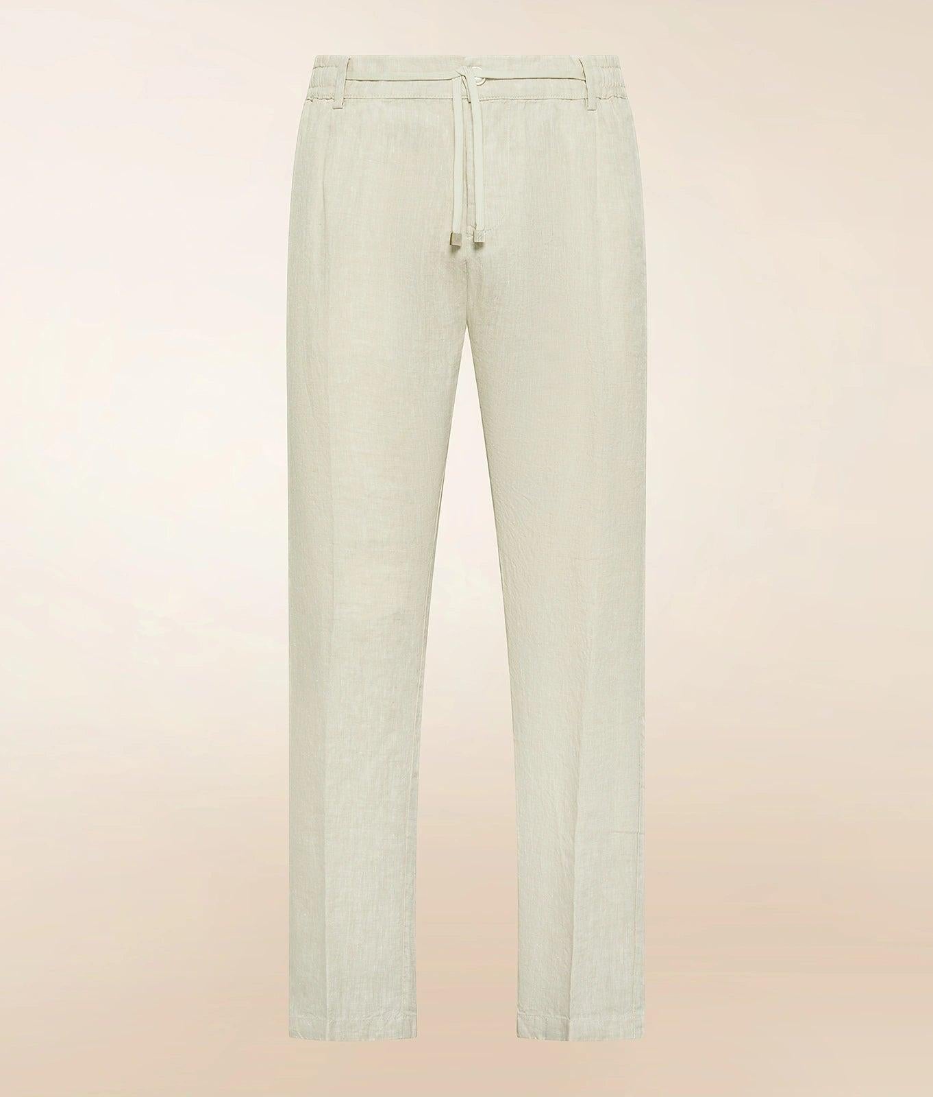 MITTE<BR/>Pantaloni tapered fit con elastico e coulisse in tela leggera di puro lino MITTE1712 106 CRUNA
