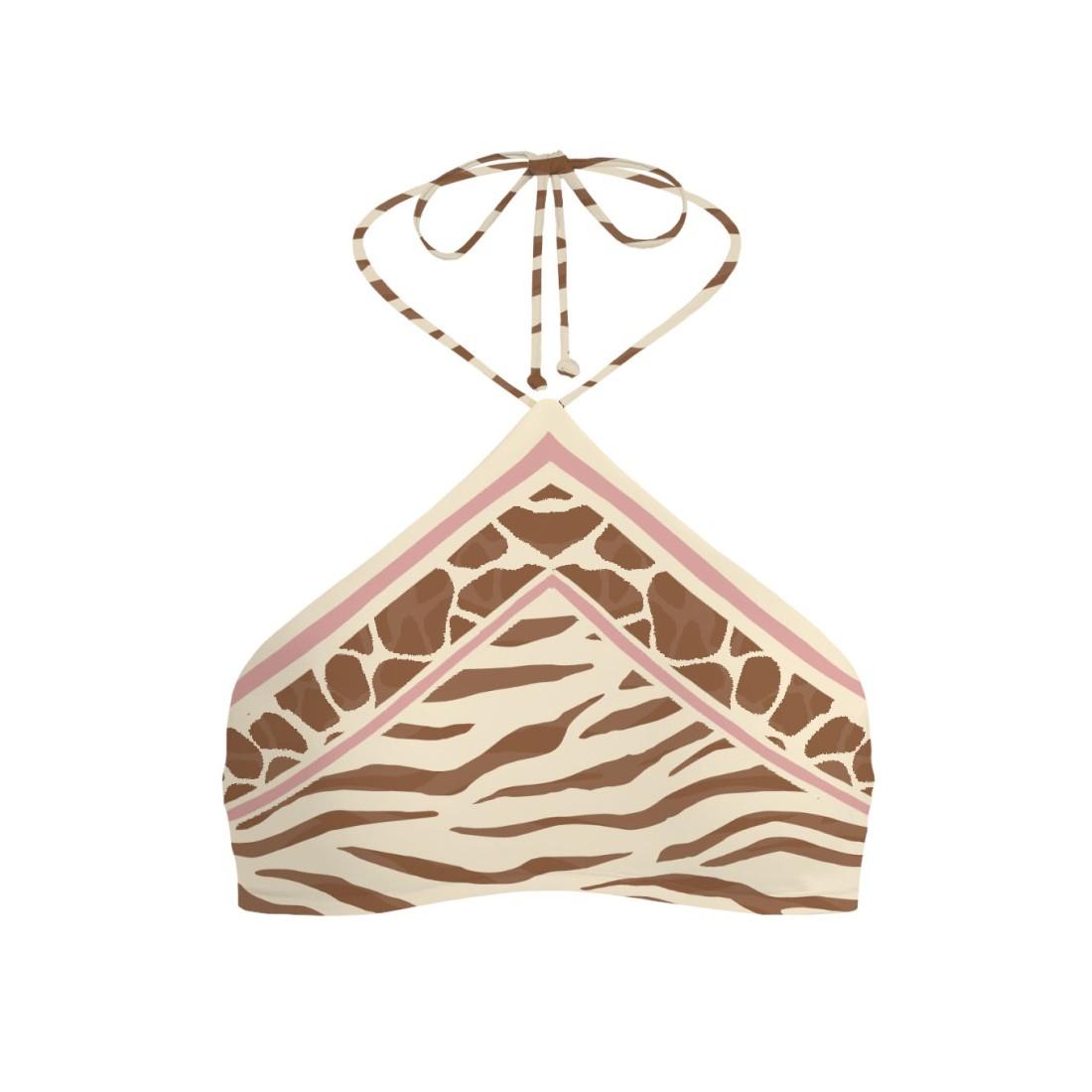 Top bikini Nairobi halter con stampa piazzata safari animalier NRB0001 09095L MC2 SAINT BARTH