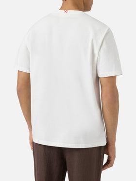 T-shirt Portofino panna con ricamo Correggimi Se Sbaglio<BR/> POT0001 04452L MC2 SAINT BARTH