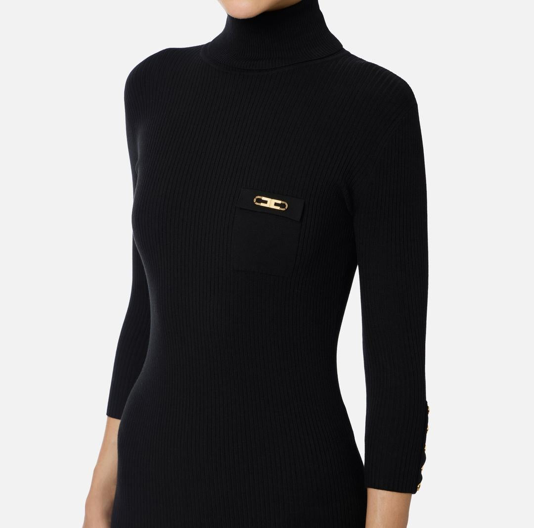 Abito in maglia a costine con taschino AM23B56E2 110 ELISABETTA FRANCHI