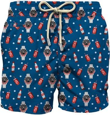 Costume uomo in poliestere con stampa watch red cola