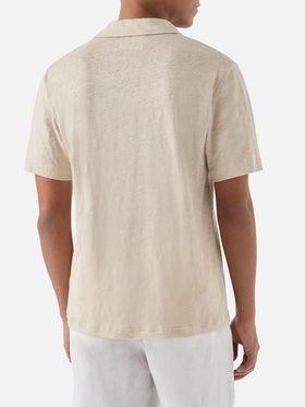 Polo Fraser in puro lino beige<BR/> FRS0001 01139L MC2 SAINT BARTH
