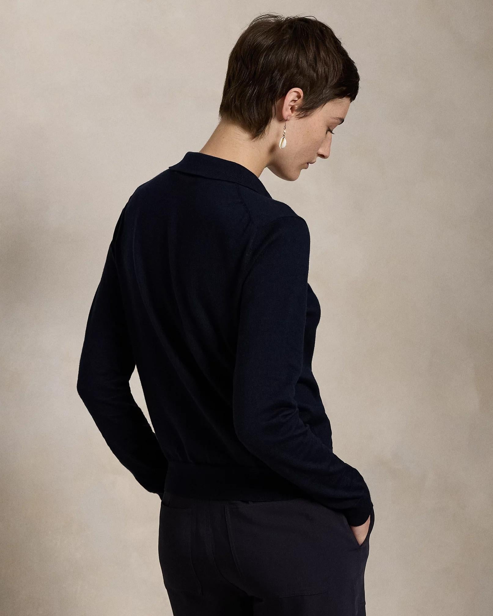 Cardigan polo in misto cotone