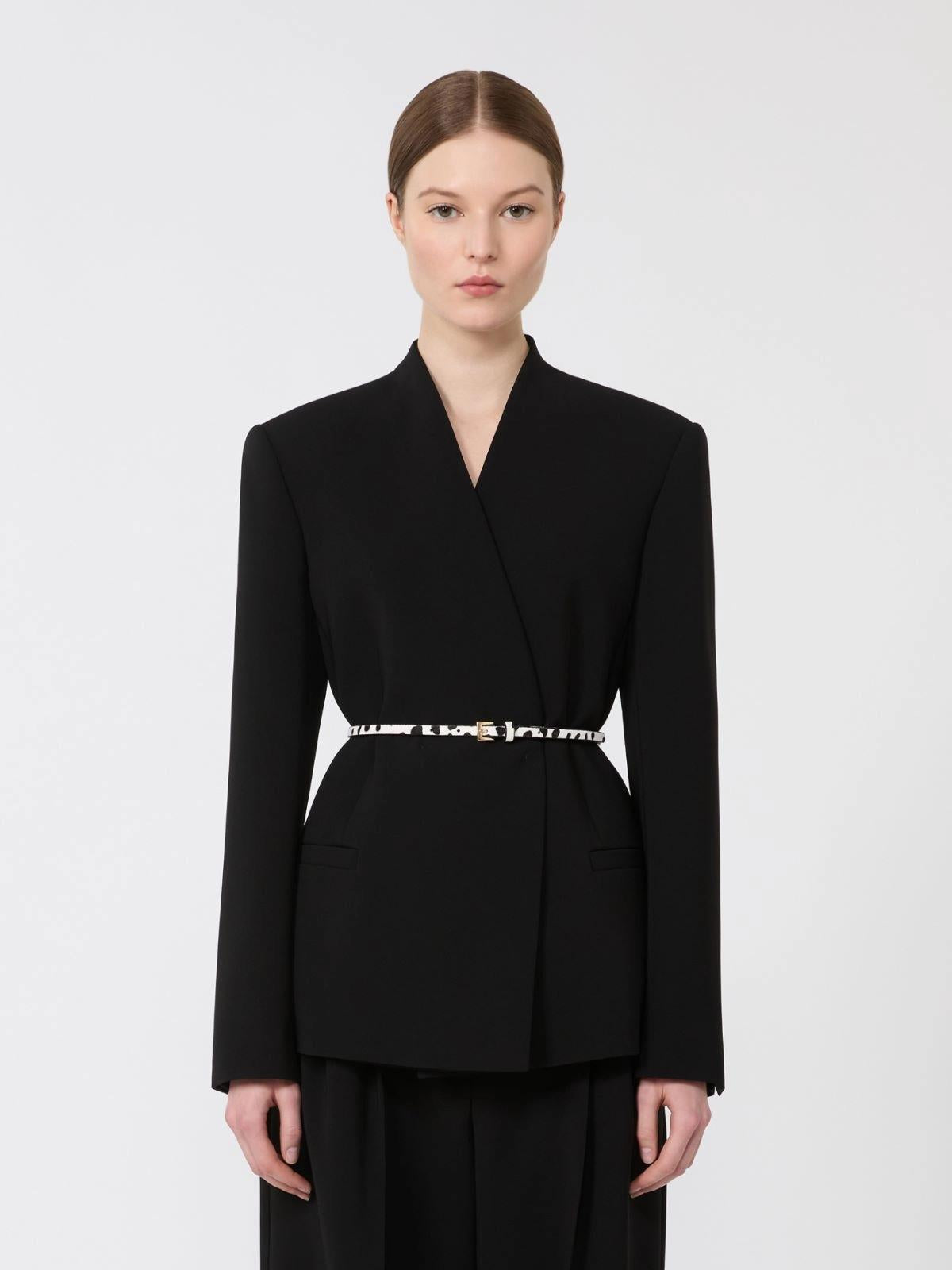MSTQUINOA<BR/>Giacca doppiopetto in cady con cintura - Nero<BR/> MSTQUINOA 001 MAX MARA CAPSULE