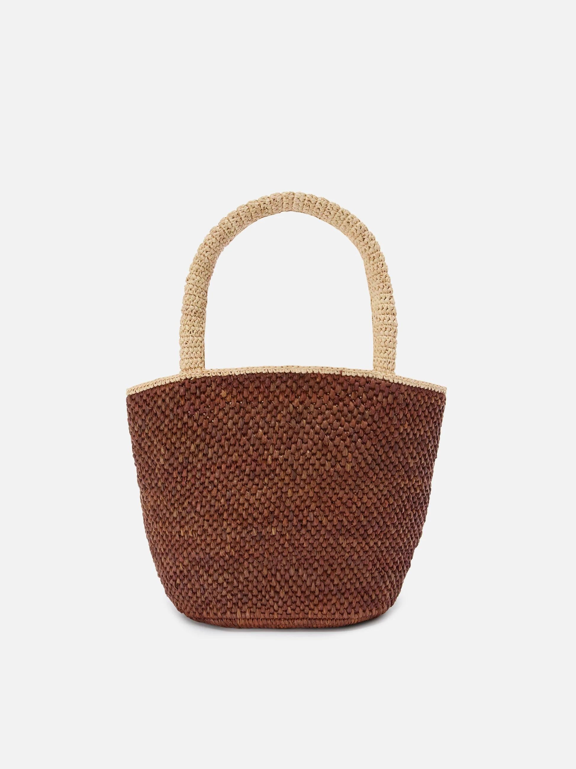 Borsa Marcy in raffia marrone con nappetta e logo ricamato<BR/> MARR001 00220L MC2 SAINT BARTH