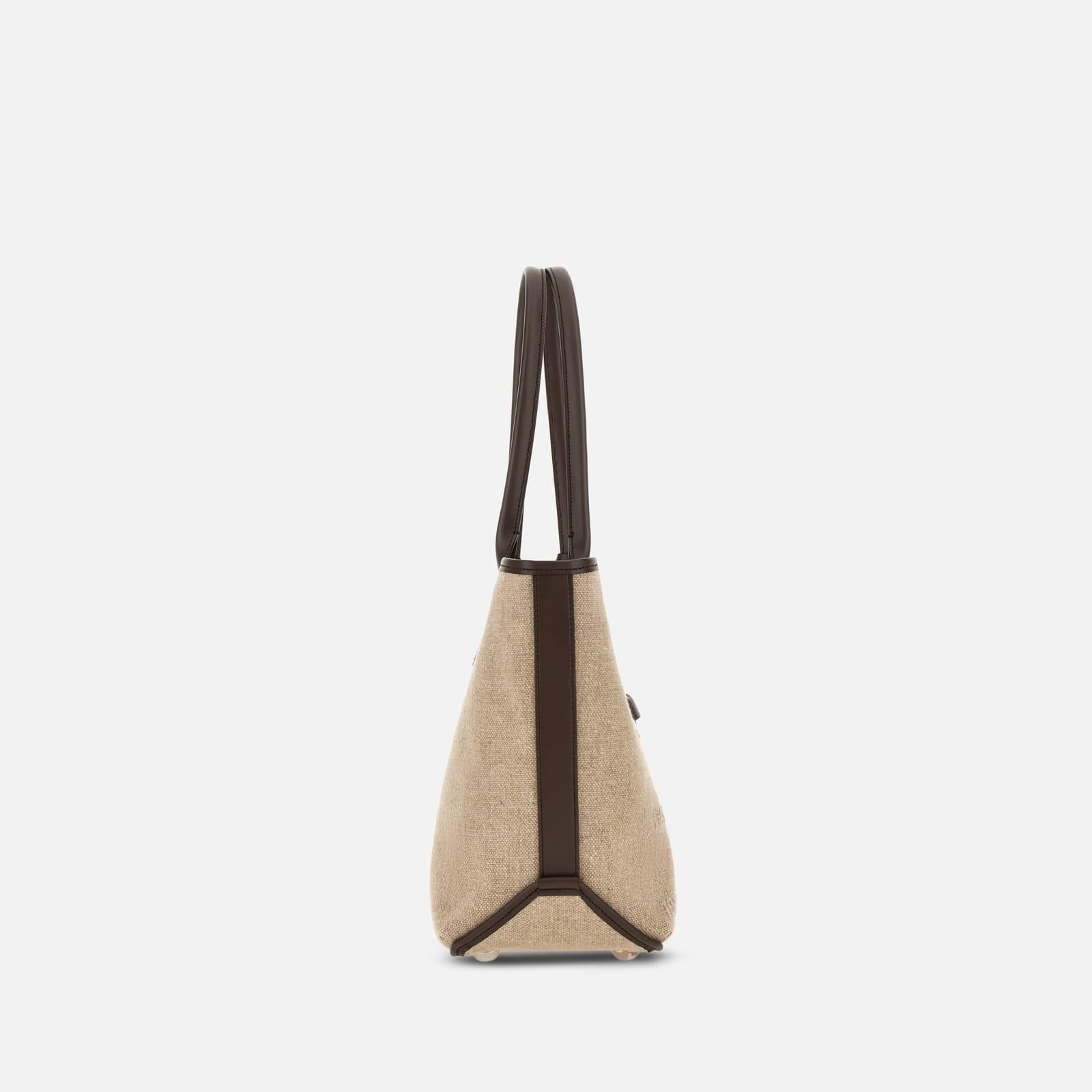 Borsa Shopping Hogan Address Piccola<BR/>Marrone Avorio KBW01TA2200UW8 7E03 HOGAN