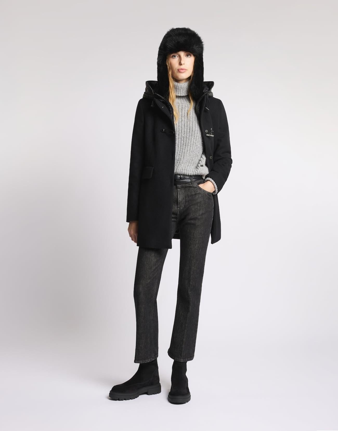 Toggle Coat in Panno di Lana<BR/> NAW59513430SGL B999 FAY