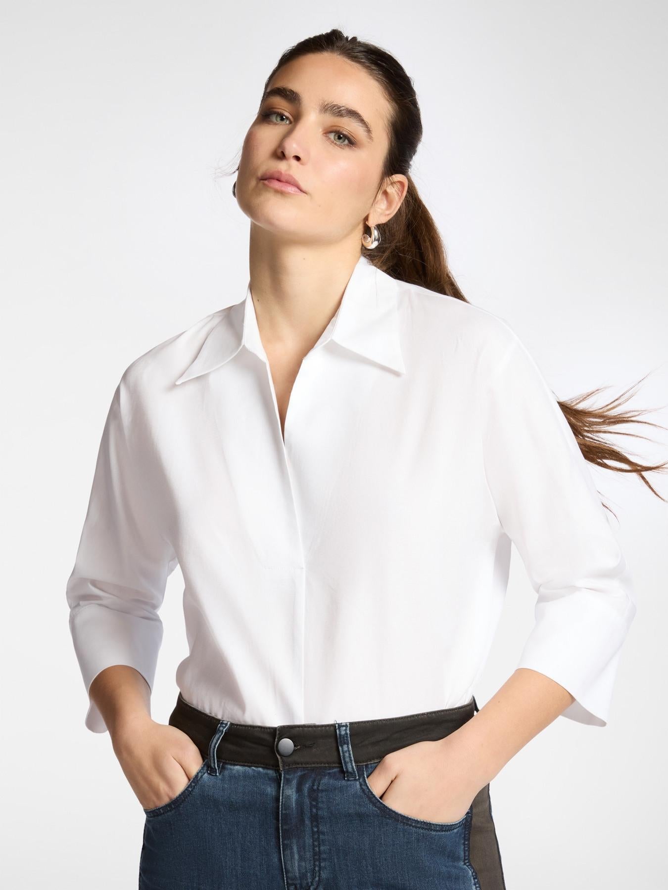 Camicia in popeline maniche tre quarti<BR/> 2043Z100037N 01 ELENA MIRO