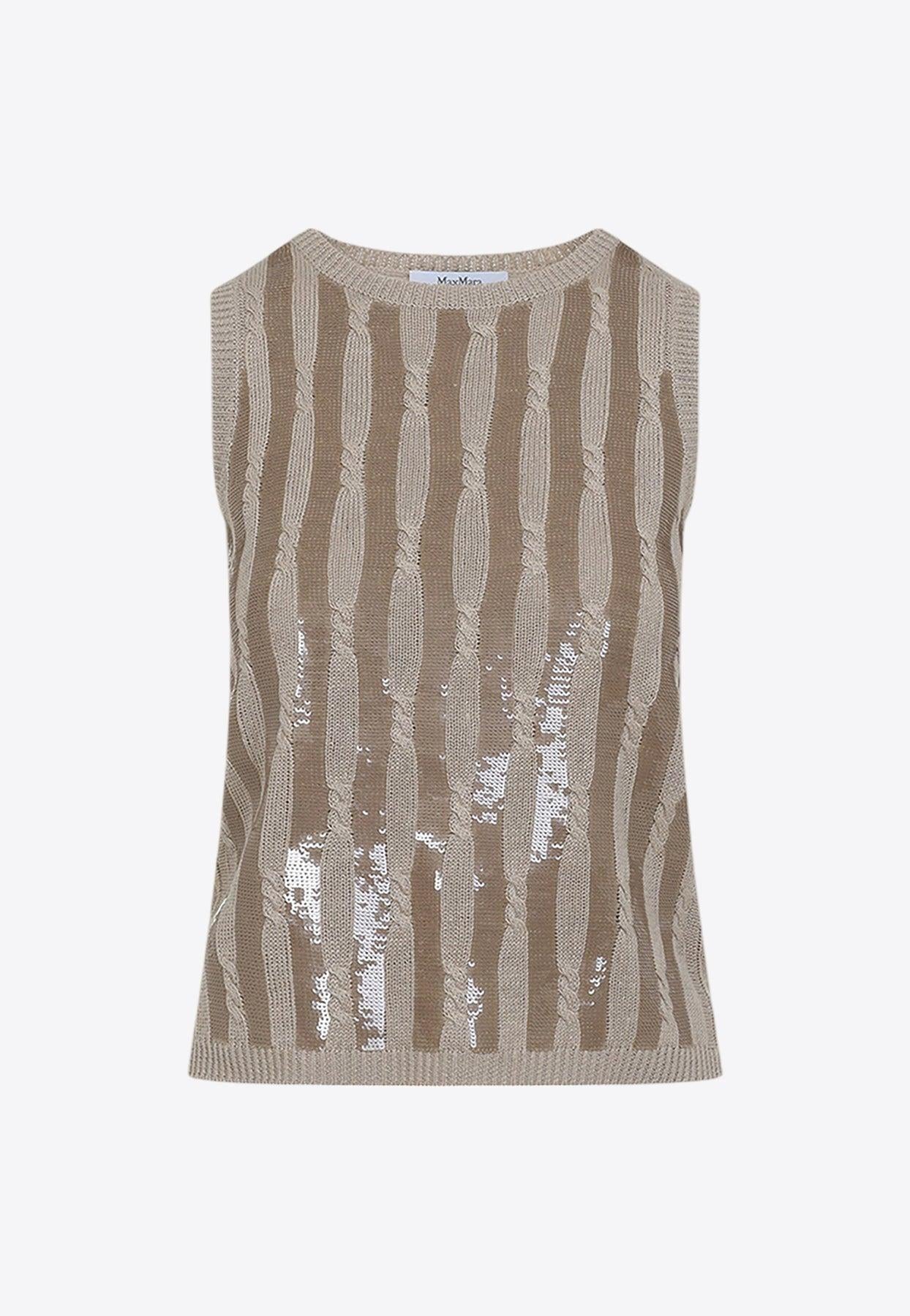 Top in lino con paillette<BR/> GOLIA 017 MAX MARA