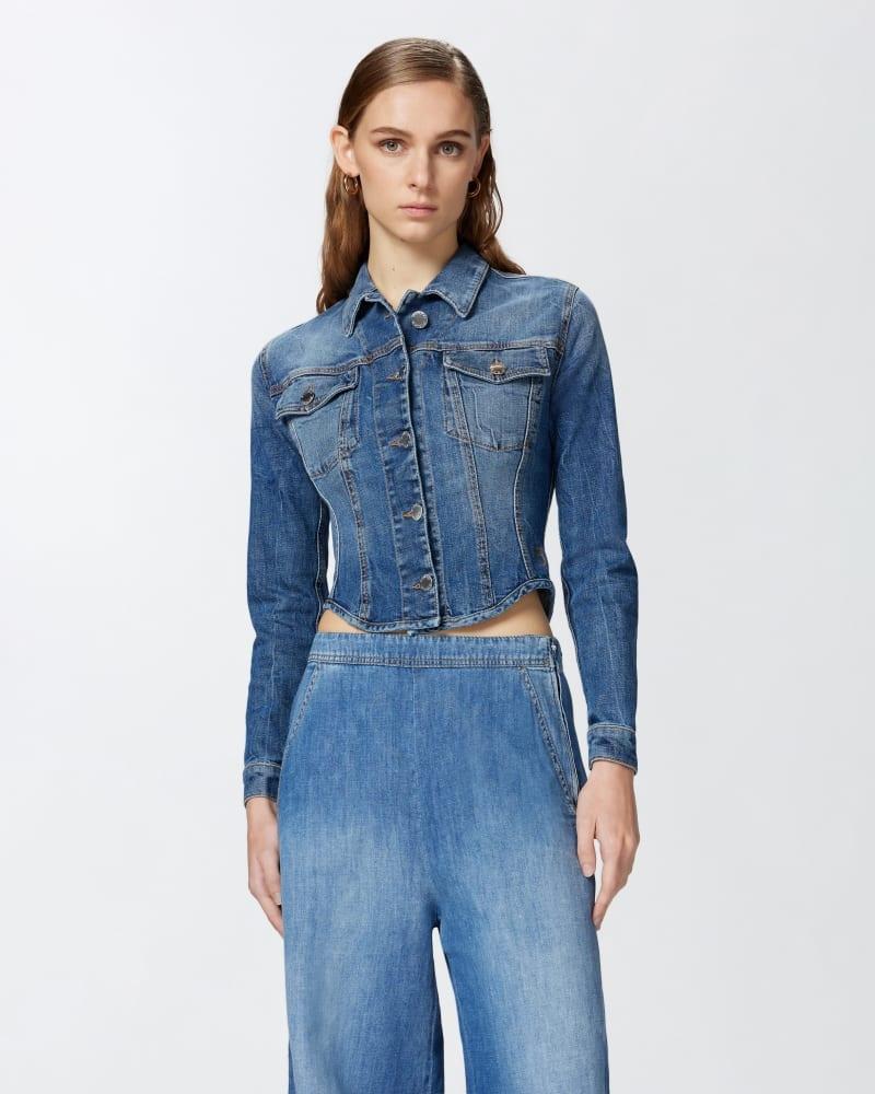 Giubbino bustier in denim indaco