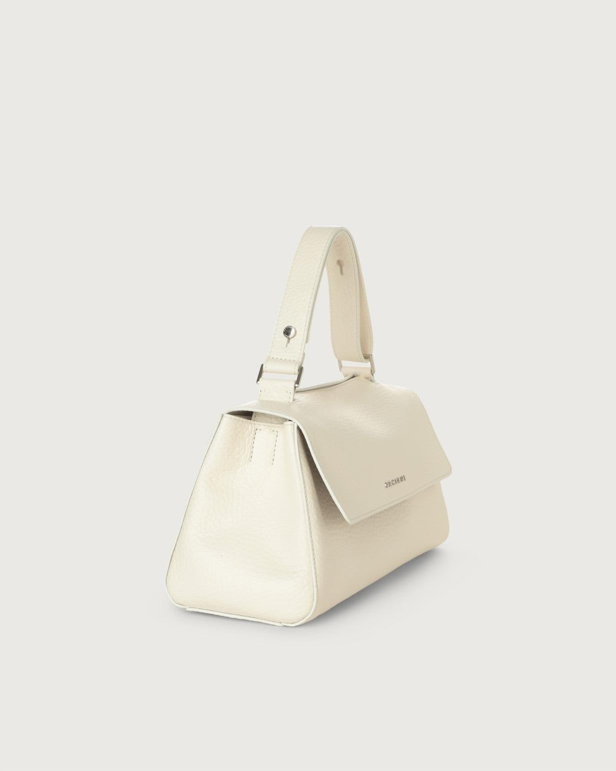 Borsa Sveva Longuette Soft in pelle con tracolla<BR/> B02159SOF BIANCO ORCIANI
