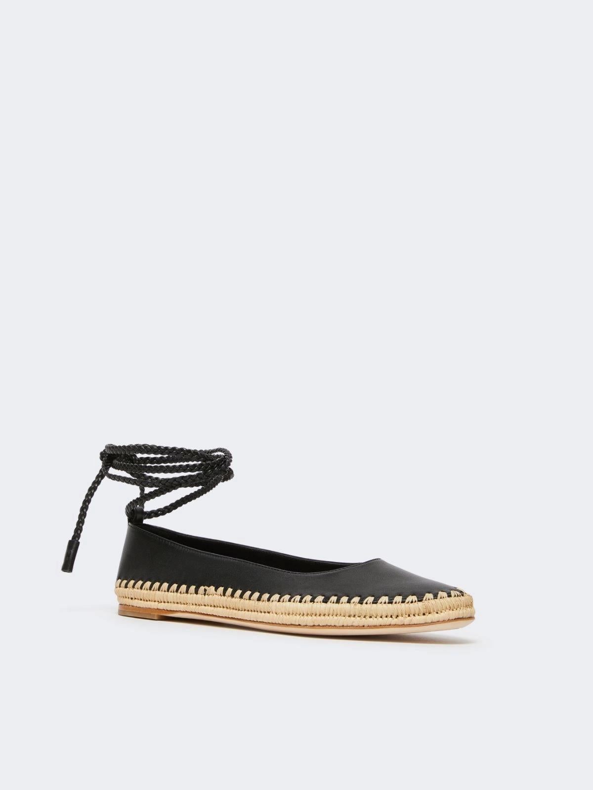 Ballerine in nappa e rafia - Nero<BR/> MXASTALLO 002 WEEKEND
