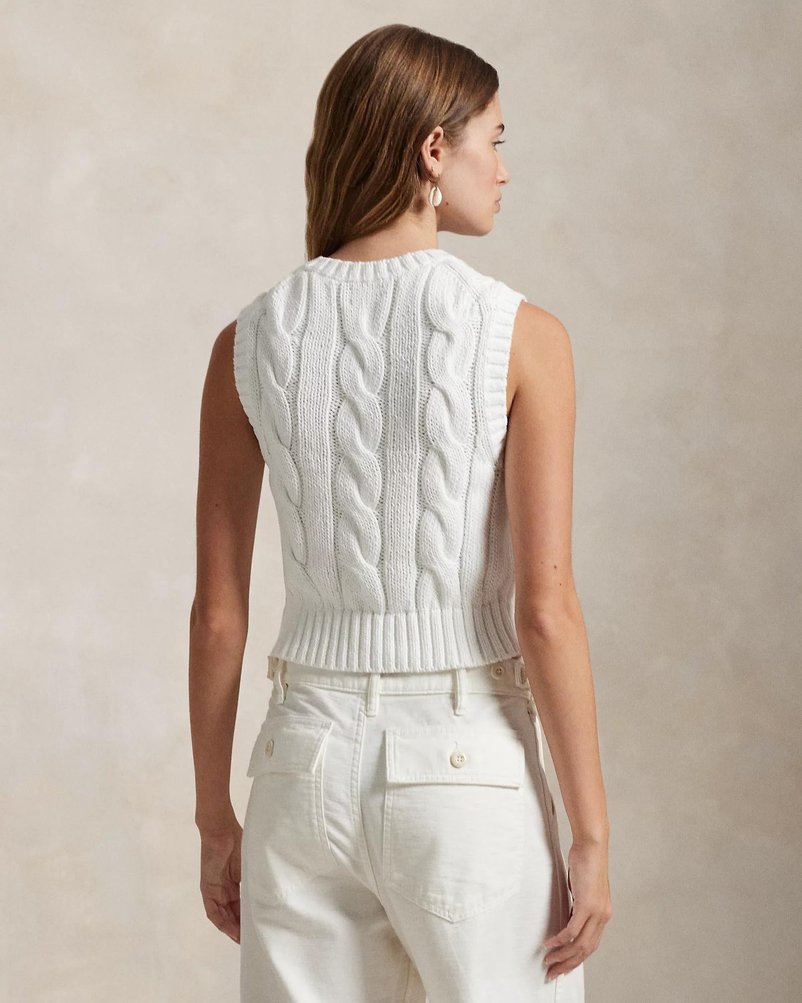 Gilet corto in cotone a trecce