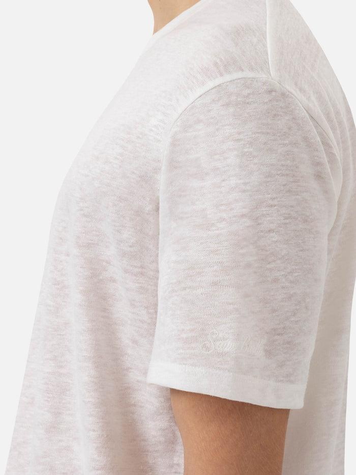 T-shirt Ecstasea in jersey di lino bianca
