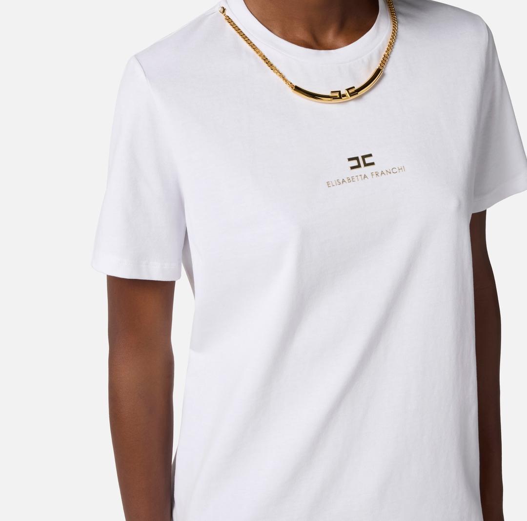 T-shirt in jersey di cotone con collana MA02856E2 270 ELISABETTA FRANCHI