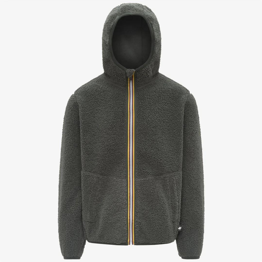 JACK SHERPA POLAR REVERSIBLE<BR/>GREEN BLACKISH COMBO<BR/>Giacca reversibile in pile polare Sherpa verde-nero K3132NW B2N K-WAY