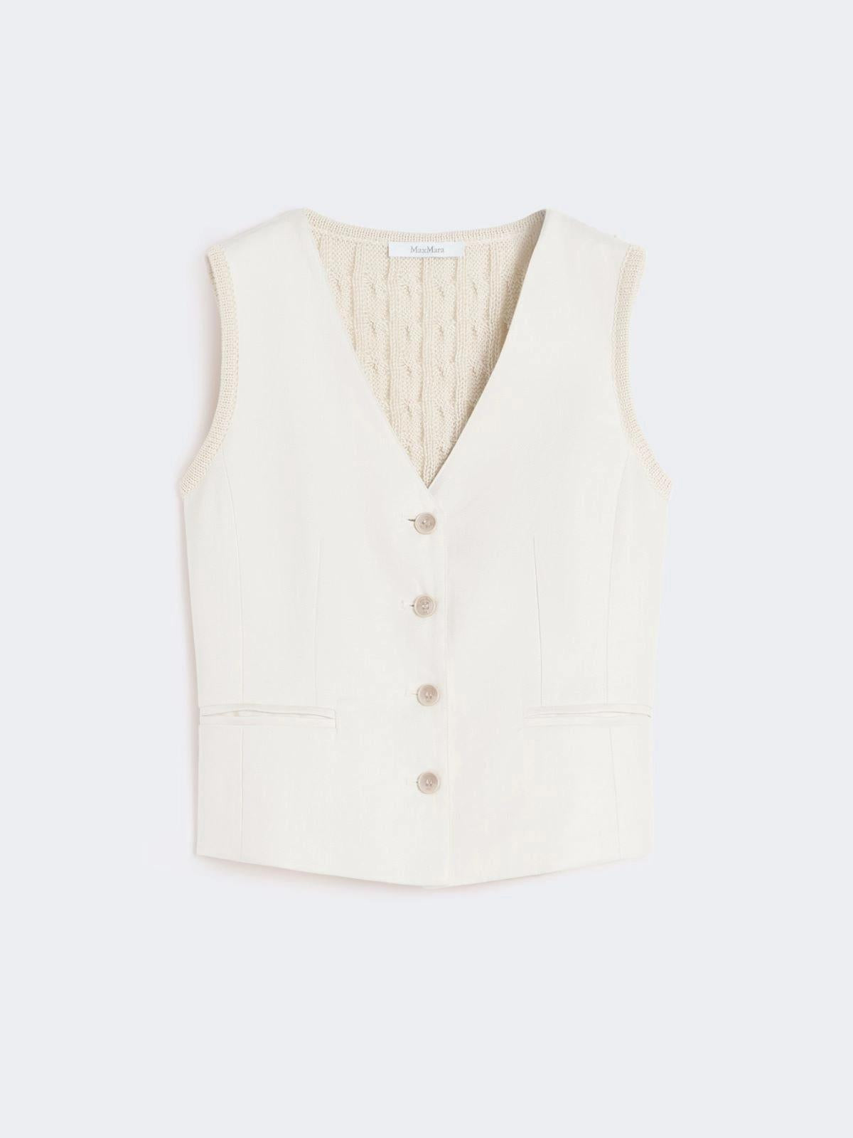 Gilet in lino e maglia a trecce - Beige<BR/> MXMCALIBRI 001 MAX MARA