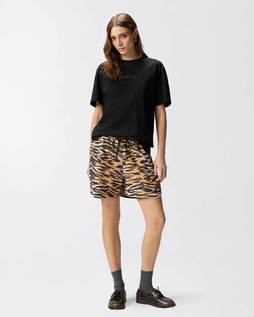 T-shirt More Strass Less Stress<BR/> 105526A33S Z99 PINKO