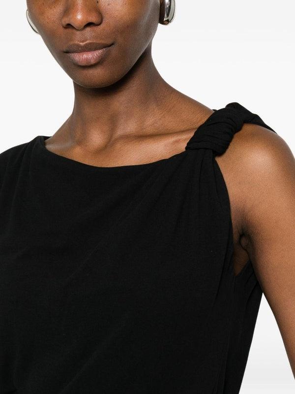 T-shirt nera da donna caratterizzata da scollo asimmetrico monospalla 106373A35D Z99 PINKO