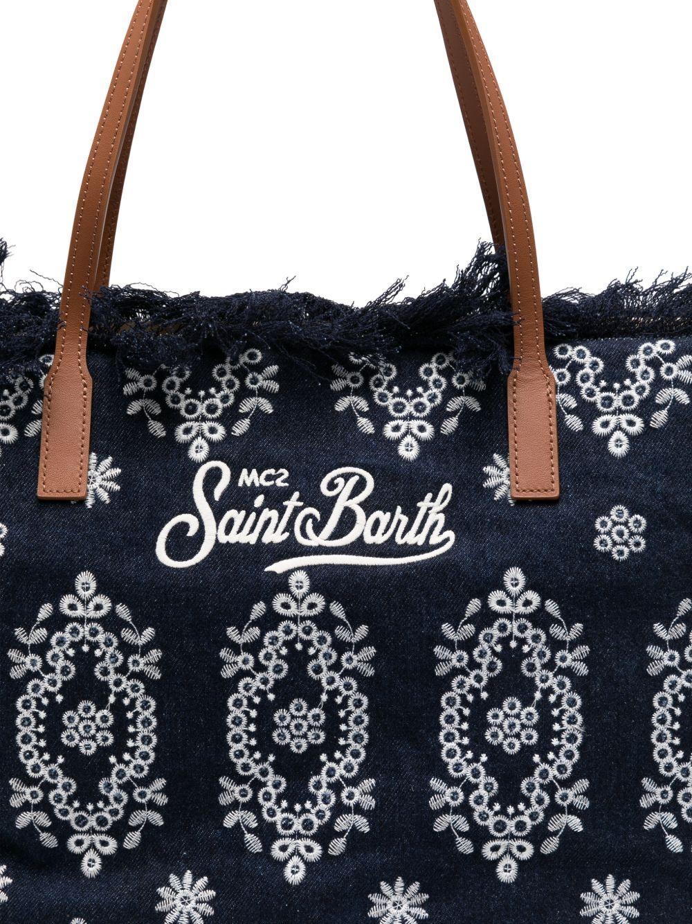Borsa da spiaggia con ricami e frange<BR/> CBF0001 01773L MC2 SAINT BARTH