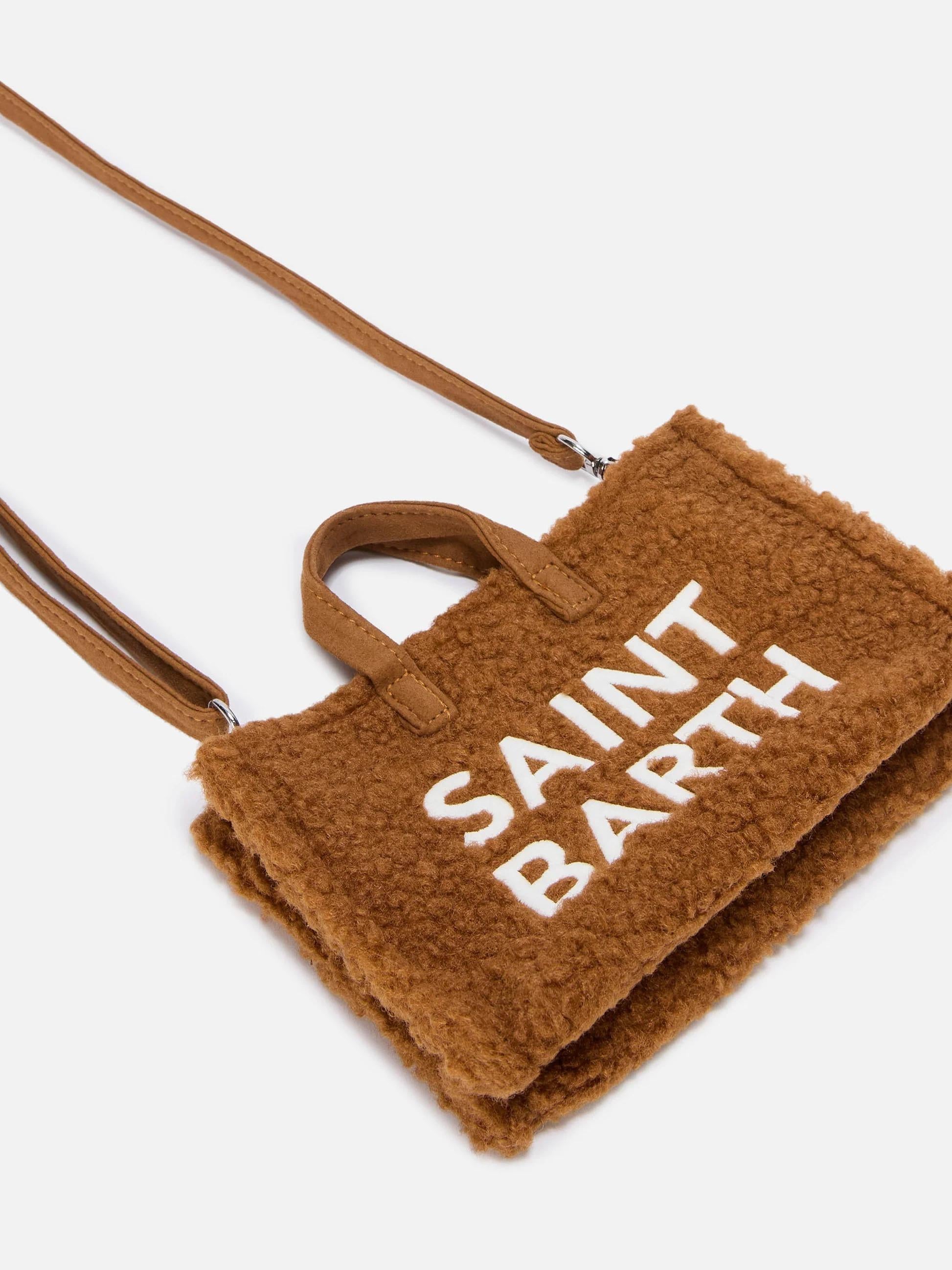 Mini borsa porta telefono Phone Bag Teddy in sherpa marrone<BR/> PHONE004 00221I MC2 SAINT BARTH
