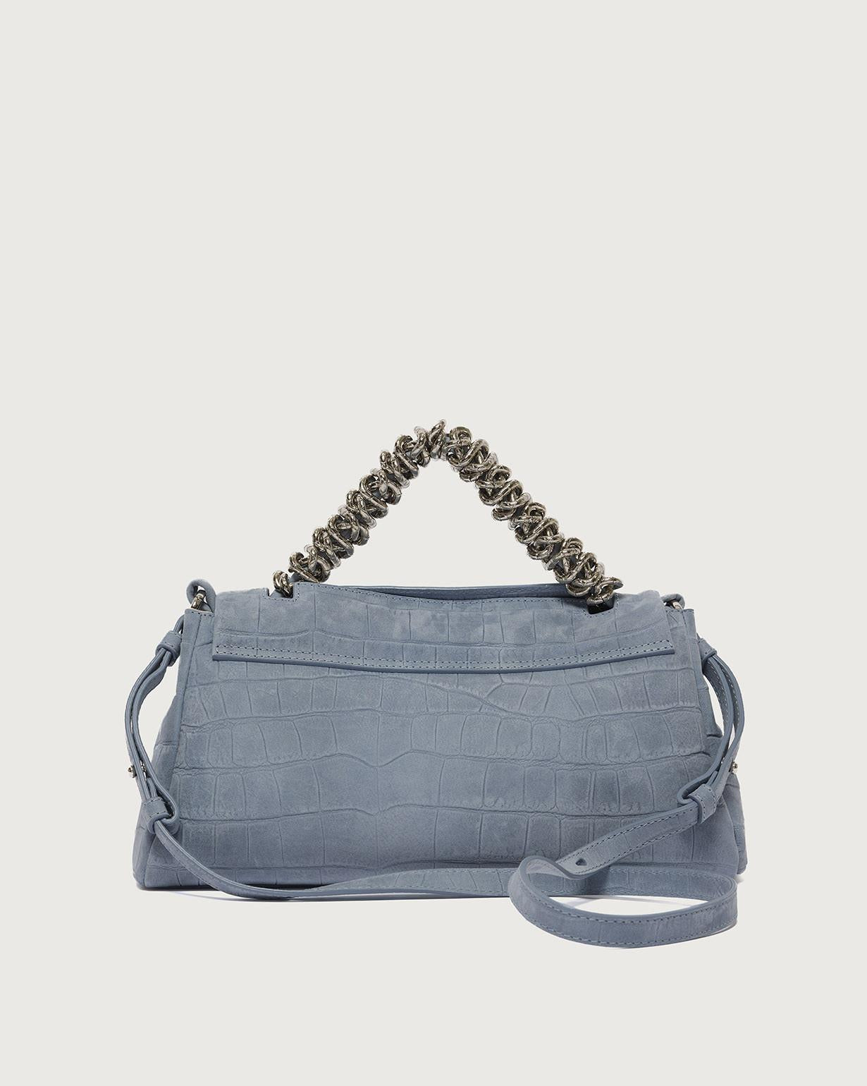 Borsa Sveva Longuette Twilight a spalla in nabuk stampa cocco B02159TWL CIELO ORCIANI