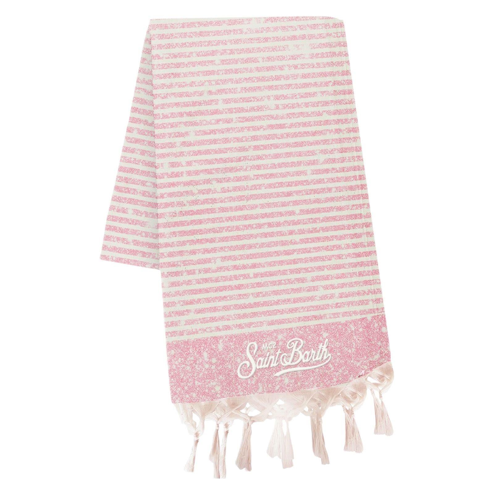 MC2 SAINT BARTH Fouta in cotone a righe con lurex e frange ROSA FOUT016 00625L MC2 SAINT BARTH