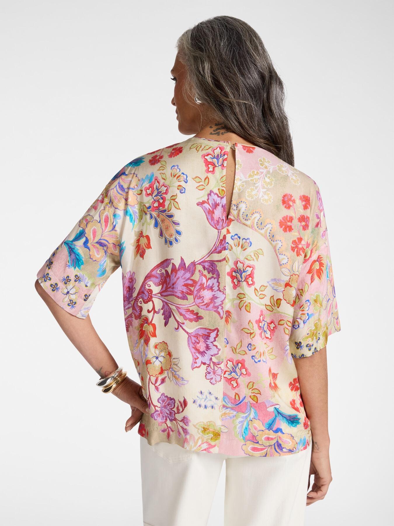 Blusa stampata in twill di viscosa<BR/> 2160Z100042N 41 ELENA MIRO