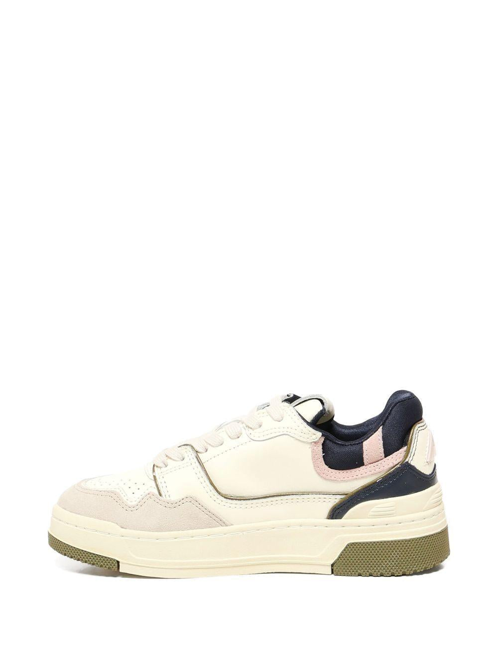 SNEAKERS CLC LOW IN PELLE E SUEDE COLORE BIANCO BLU E ROSA ROLW MC07 AUTRY ACTION SHOES