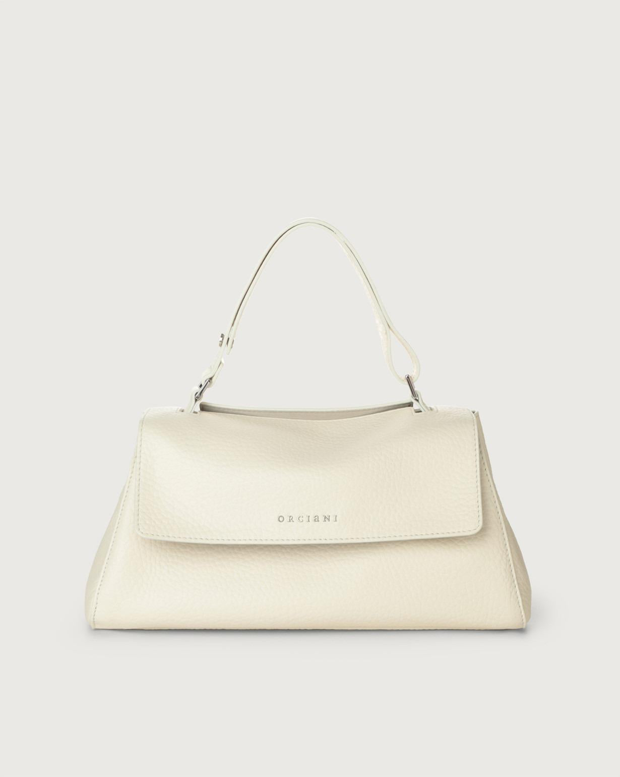 Borsa Sveva Longuette Soft in pelle con tracolla<BR/> B02159SOF BIANCO ORCIANI