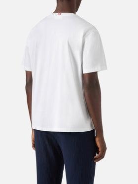 T-shirt Portofino bianca con ricamo Tu Vuò Fà L'americano<BR/> POT0001 04410L MC2 SAINT BARTH