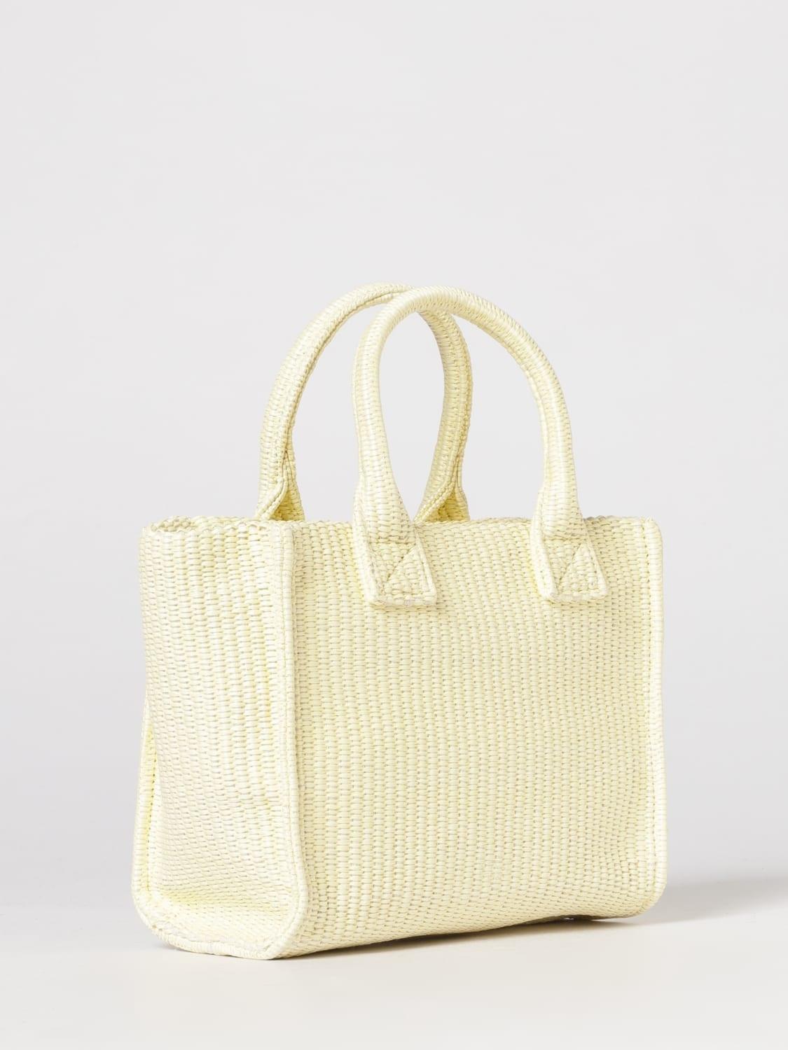 Borsa shopper piccola Beach in rafia con logo Love Birds<BR/> 106832A39Y C39 PINKO