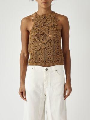 Top donna Nymphea Pinko in pizzo macramè 106863A3B8 L25 PINKO