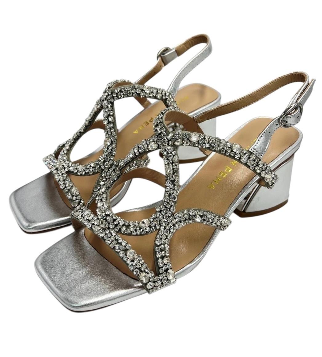 Sandalo con strass e cinturini sottili 3001 DIVASILVER ALMA EN PENA