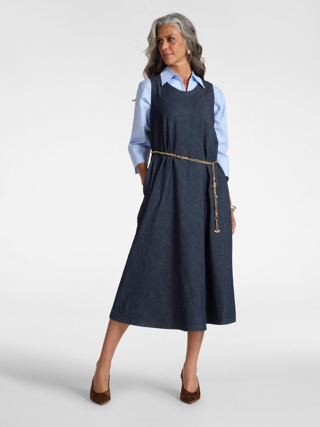 Abito in Chambray senza maniche<BR/> 7461P000269N 34 ELENA MIRO