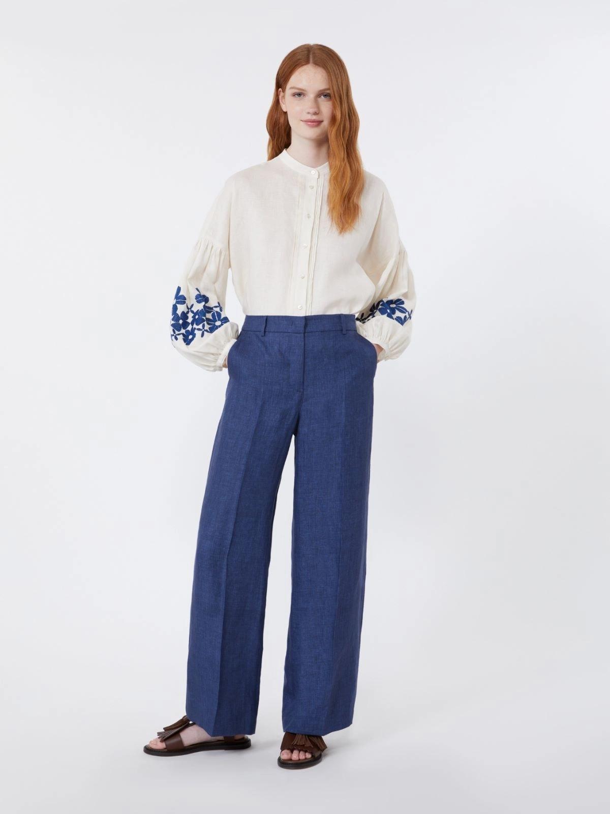 Pantalone in canvas di lino - BLU<BR/> WKDMALIZIA 006 WEEKEND
