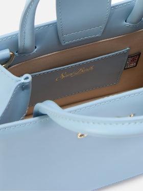 Borsa Shop mini strutturata in pelle liscia azzurra con targhetta metallica<BR/> SHBM0002 00002L MC2 SAINT BARTH