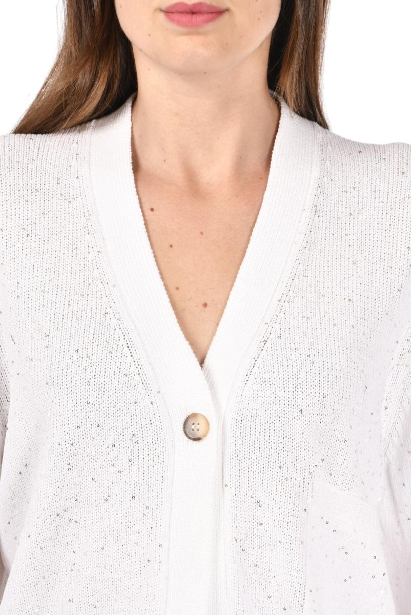 CARDIGAN RASATO CON MICRO PAILLETTES