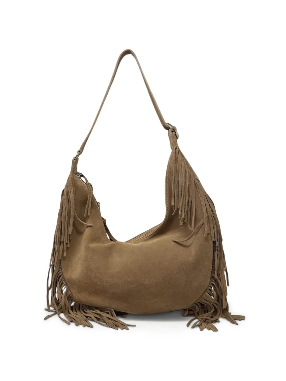 Borsa Isola Peach Fringe Small a spalla in suede<BR/> B02227PFG BISCOTTO ORCIANI
